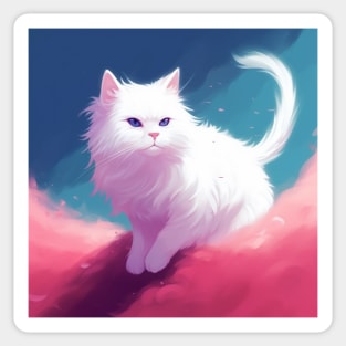 Mesmerizing Pearls: The Captivating White Fluffy Cats Sticker